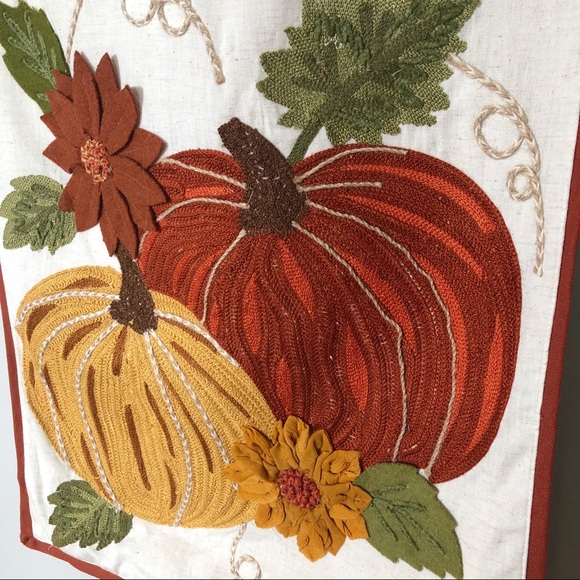Handmade in India Embroidered Pumpkin Fall Table Runner 72" x 16.5" - Picture 8 of 10